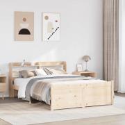 vidaXL Sängram med huvudgavel 135x190 cm massiv furu