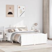 vidaXL Sängram med huvudgavel utan madrass vit 120x200 cm