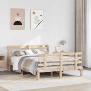 vidaXL Sängram med huvudgavel 140x190 cm massiv furu