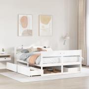 vidaXL Sängram utan madrass vit 160x200 cm massiv furu