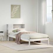 vidaXL Säng med bokhylla utan madrass vit 75x190cm massiv furu