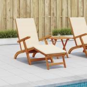 vidaXL Reclining och Fällbar Solstol 2 pcs Gräddvit Massivt Akaciaträ
