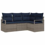 vidaXL Soffset med kudde 4 pcs Grå konstrotting