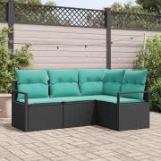 vidaXL Soffset 4 pcs Svart konstrotting