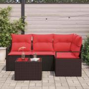 vidaXL Soffset med kudde 5 pcs Brun konstrotting