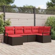 vidaXL Soffset med kudde 6 pcs Brun konstrotting