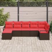 vidaXL Soffset med kudde 7 pcs Brun konstrotting