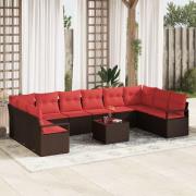 vidaXL Soffset med kudde 11 pcs Brun konstrotting