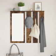 vidaXL Väggmonterad Klädhängare med hylla Rökfärgad ek 84 x 10 x 80 cm