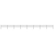 vidaXL Trädgårdsstaket med bågeöverdel stål 1426x60 cm svart