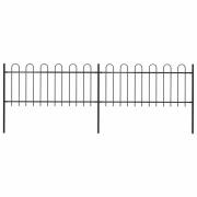 vidaXL Trädgårdsstaket med bågeöverdel stål 359x80 cm svart