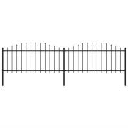 vidaXL Trädgårdsstaket med spjuttopp stål (0,5-0,75)x3,4 m svart