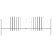 vidaXL Trädgårdsstaket med spjutspets stål 359x125 cm svart