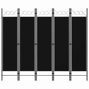 vidaXL Rumsavdelare 5 paneler svart 200x180 cm
