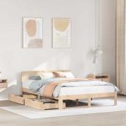 vidaXL Sängram med lådor 140x200 cm massiv furu