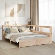 vidaXL Säng med bokhylla utan madrass 160x200cm massiv furu