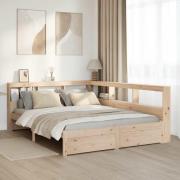 vidaXL Säng med bokhylla utan madrass 150x200cm massiv furu