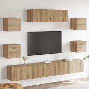vidaXL TV-skåp väggmonterat 7 delar artisan ek konstruerat trä