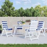 vidaXL Stolsdynor med låg rygg 4 st blå&vit randig oxfordtyg