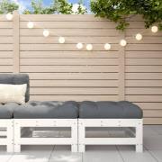 vidaXL Fotpallar med dynor för trädgården 2 st vit massiv furu