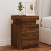 vidaXL Sängbord med LED-lampor 2 st brun ek 35x39x55 cm