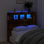vidaXL Sänggavel LED rökfärgad ek 120x18,5x103,5 cm konstruerat trä