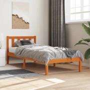 vidaXL Sängram utan madrass vaxbrun 75x190 cm massiv furu