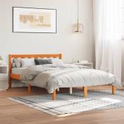vidaXL Sängram utan madrass vaxbrun 135x190 cm massiv furu