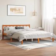 vidaXL Sängram utan madrass vaxbrun 150x200 cm massiv furu