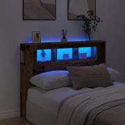 vidaXL Sänggavel LED åldrat trä 140x18,5x103,5 cm konstruerat trä
