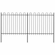 vidaXL Trädgårdsstaket med bågeöverdel stål 359x150 cm svart