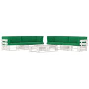 vidaXL Pallsoffgrupp med dynor 6 delar vit impregnerad furu