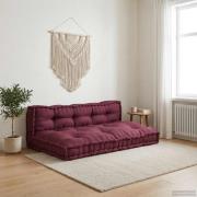 vidaXL Pallettsoffa Kudde 2 pcs Bordeaux 120 x 80 x 38 cm Tyg