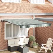 vidaXL Utfällbar markis Grön och Vit 350 x 250 cm Duk och Aluminium