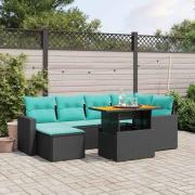 vidaXL Loungegrupp för trädgården m. dynor 11 delar beige konstrotting