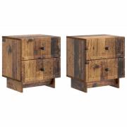vidaXL Nattduksbord med låda 2 pcs Gammalt trä 43 x 34,5 x 47,5 cm