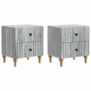 vidaXL Nattduksbord med låda 2 pcs Grå sonoma-ek 43 x 34,5 x 48 cm