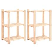 vidaXL Förvaringshylla 3 hyllor 2 st 60x38x90 cm massiv furu 150 kg