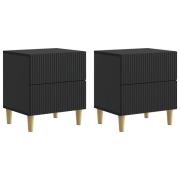 vidaXL Nattduksbord 2 pcs Svart 43 x 34,5 x 48 cm Konstruerat trä