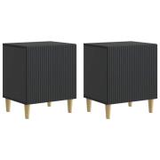vidaXL Nattduksbord 2 pcs Svart 43 x 34,5 x 50 cm Konstruerat trä