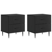 vidaXL Nattduksbord 2 pcs Svart 43 x 34,5 x 47,5 cm Konstruerat trä