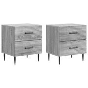 vidaXL Nattduksbord med låda 2 pcs Grå sonoma-ek 43 x 34,5 x 47,5 cm