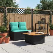 vidaXL 2 Stycke Trädgårdsmellansoffa med lyftbord konstrotting