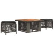 vidaXL Trädgårdsmöbelset med kudde 3 pcs Grå och mörkgrå konstrotting