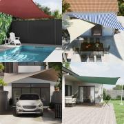 vidaXL Solskugge segel Blå och Vit 5 x 5 m 100% polyester oxford