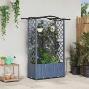 vidaXL Upphöjd Bädd med Spaljé och Tak Grå 122 x 40 x 141 cm PP