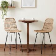 vidaXL Barpall 2 pcs Naturlig 44 x 54 x 96 cm Rattan och Stål