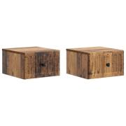vidaXL Väggmonterat Sängbord 2 pcs Gammalt trä 33 x 34,5 x 20 cm