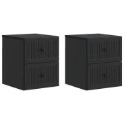 vidaXL Väggmonterat Sängbord med låda 2 pcs Svart 33 x 34,5 x 40 cm