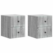 vidaXL Väggmonterat Sängbord 2 pcs Grå sonoma-ek 33 x 34,5 x 40 cm